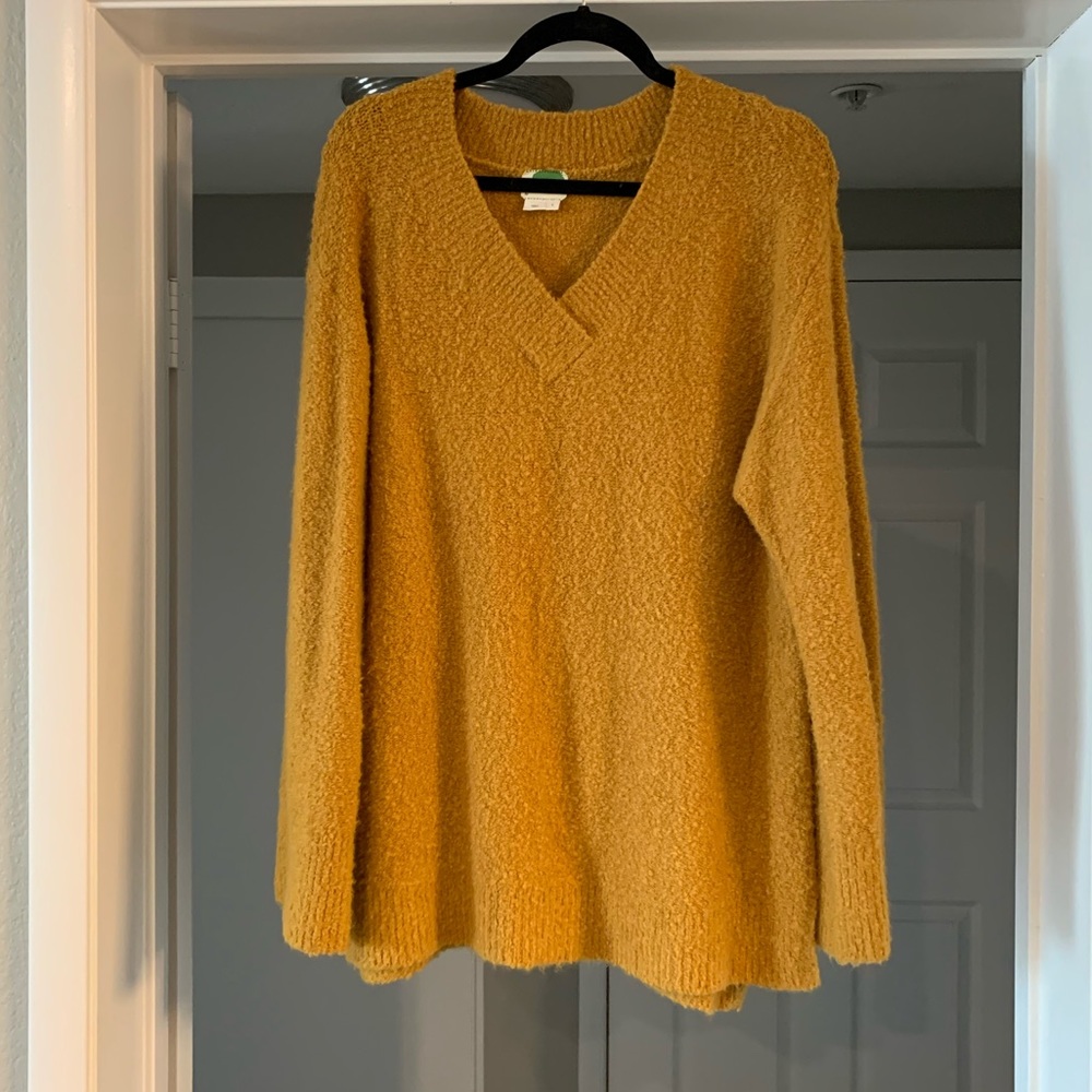 Mustard yellow wide sleeve sweater